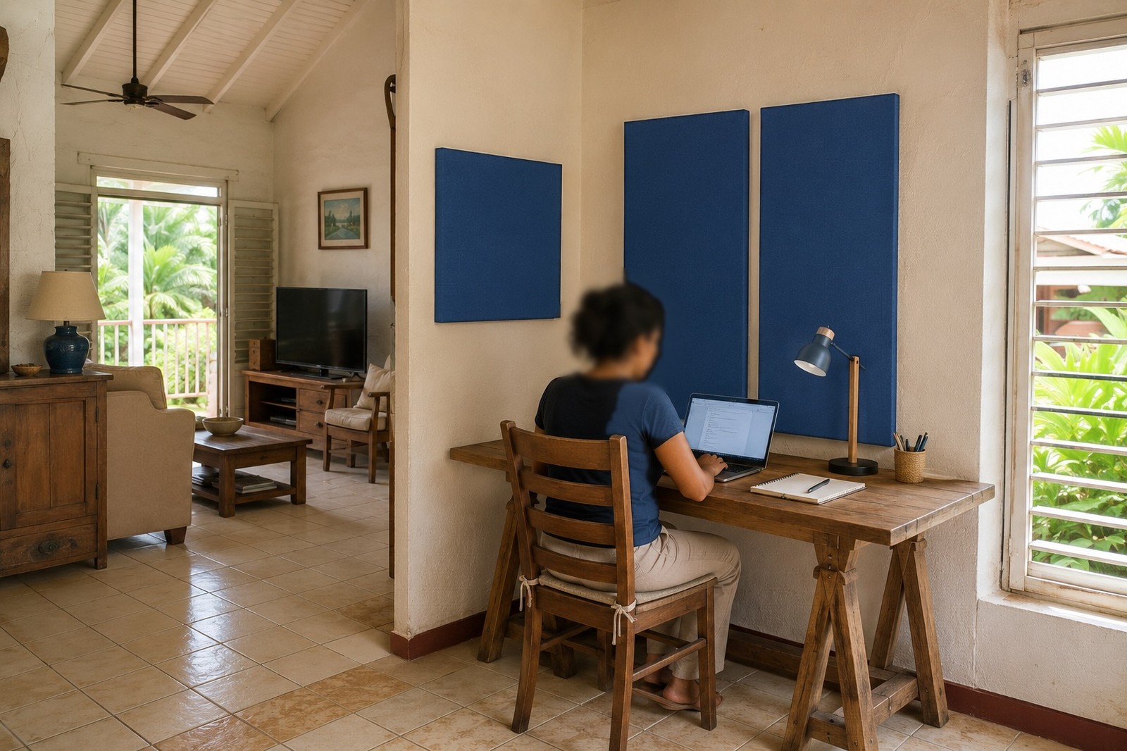 Panneaux Marine derrière un poste de travail