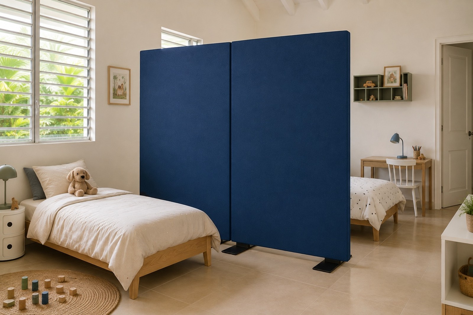 Deux cloisons Marine séparant une chambre