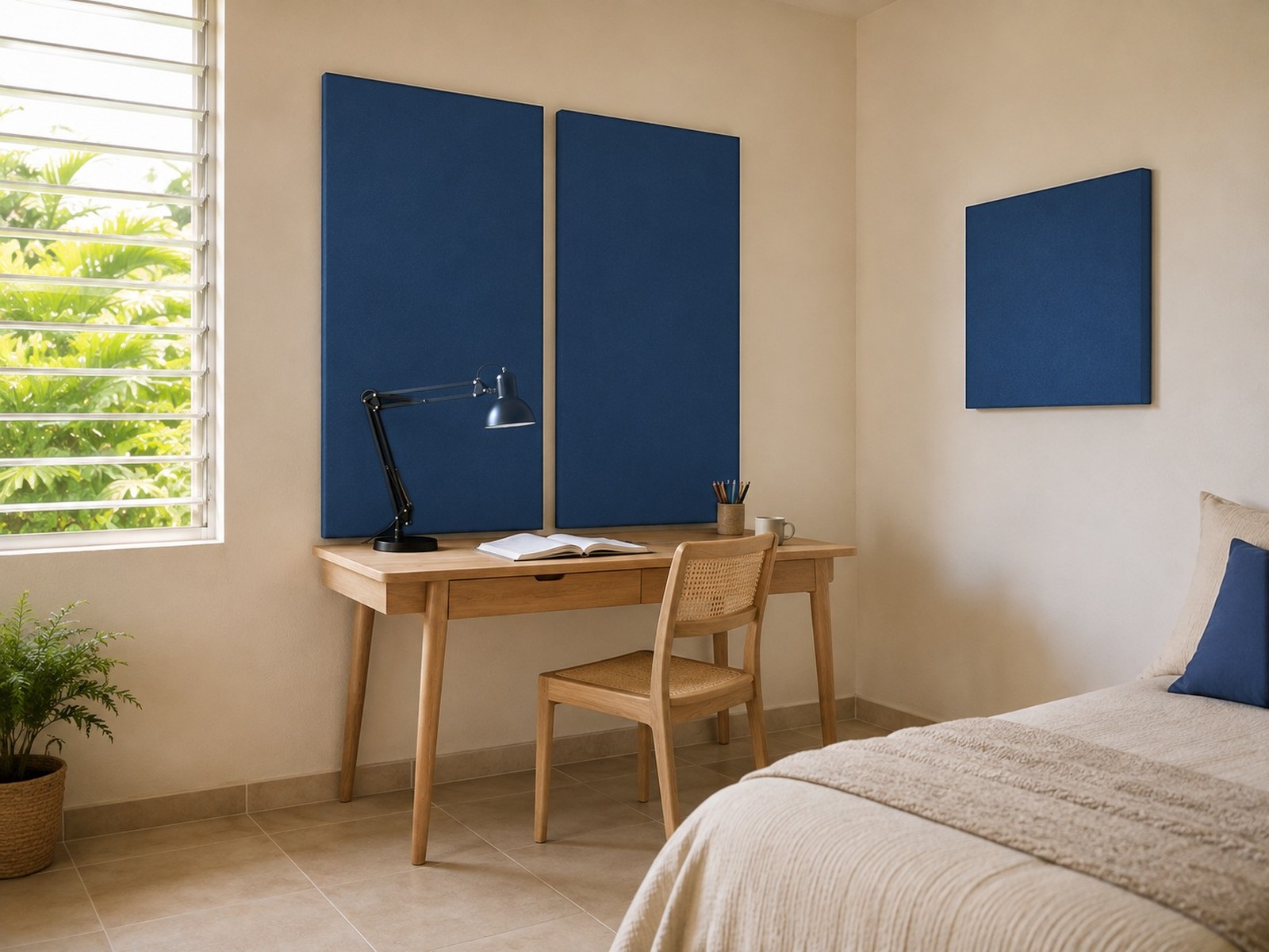 Deux panneaux Marine derrière un bureau